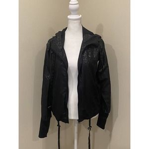 Zyia Active Black Leopard Animal Print Windbreaker Jacket Women’s Size XS